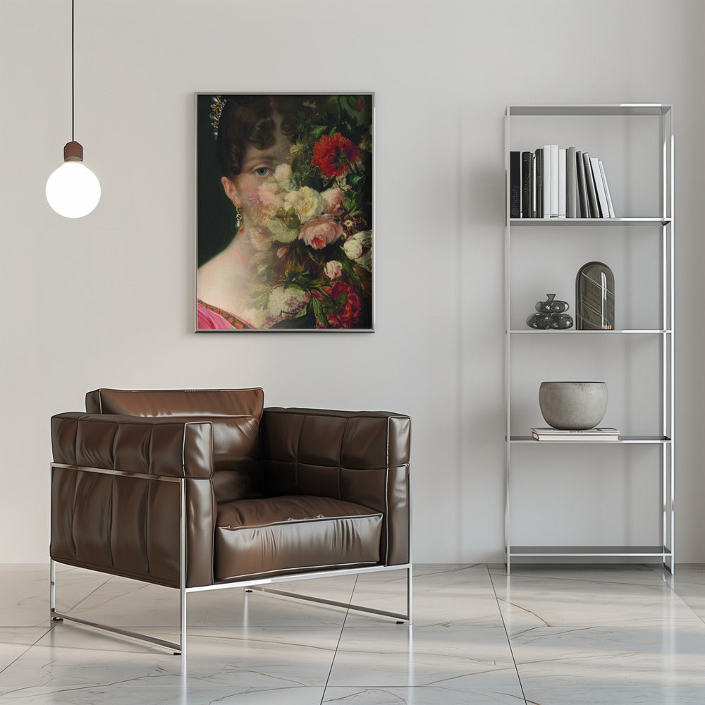 Portrait of Hortense de Beauharnais, queen of Holland with flower still life Wall Artwork 0