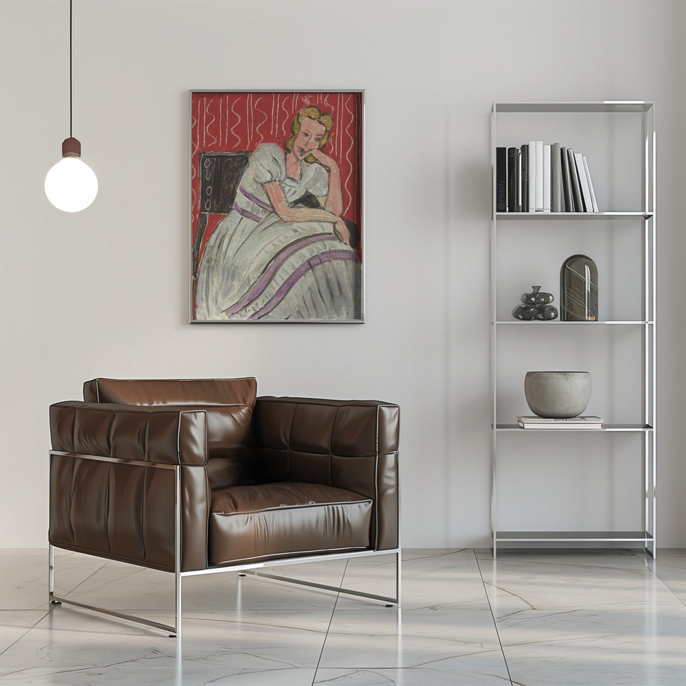 Wall art Jeune Femme Assise En Robe Grise