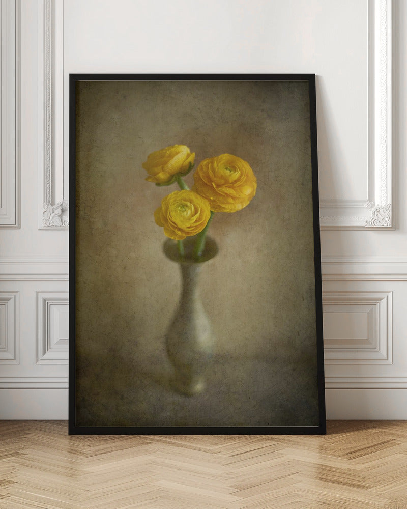 Yellow buttercups Wall Artwork In Black Floating Frame