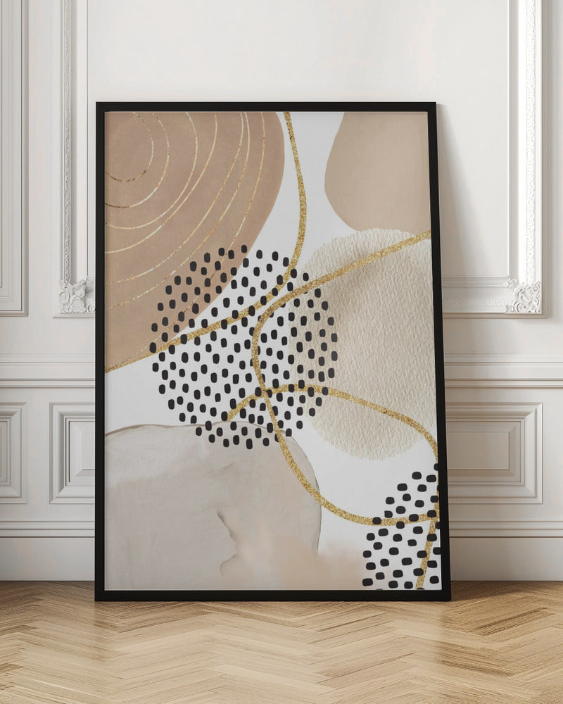 Jealous Beige-3 Wall Artwork In Black Floating Frame