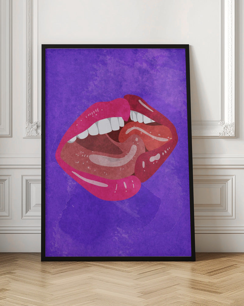 Kissing Wall Artwork In Black Floating Frame