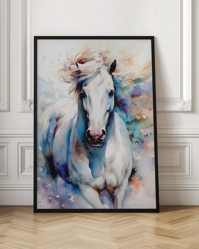 Watercolor Horse (1) Wall Artwork In Black Floating Frame
