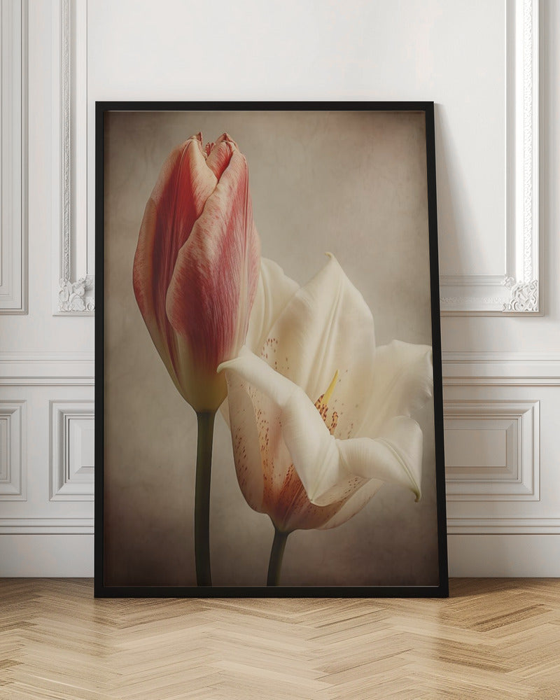 Vintage Flowers 3 Wall Artwork In Black Floating Frame