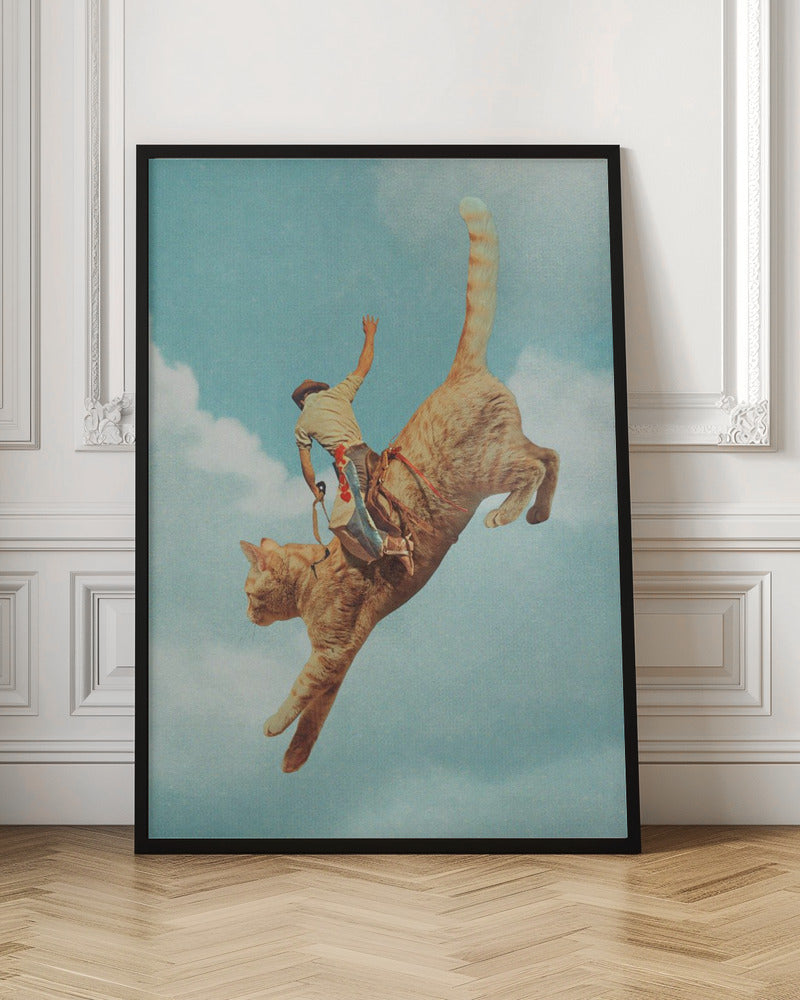 Meehaw Rodio Cat Wall Artwork In Black Floating Frame