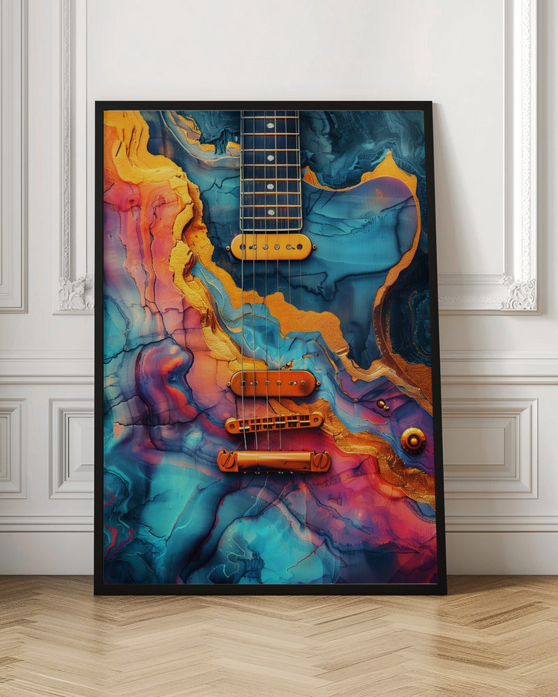 Music Guitar 3 Wall Artwork In Black Floating Frame