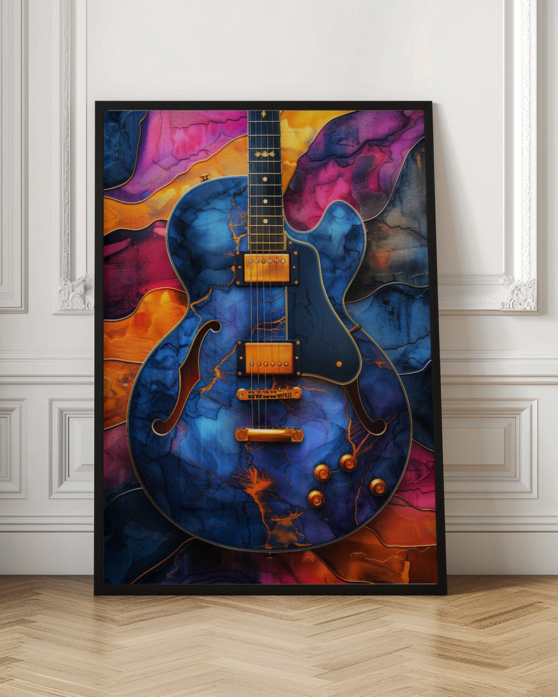 Music Guitar 6 Wall Artwork In White Floating Frame