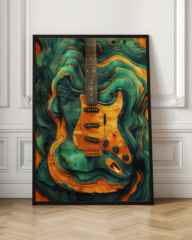 Music Guitar 5 Wall Artwork In White Floating Frame