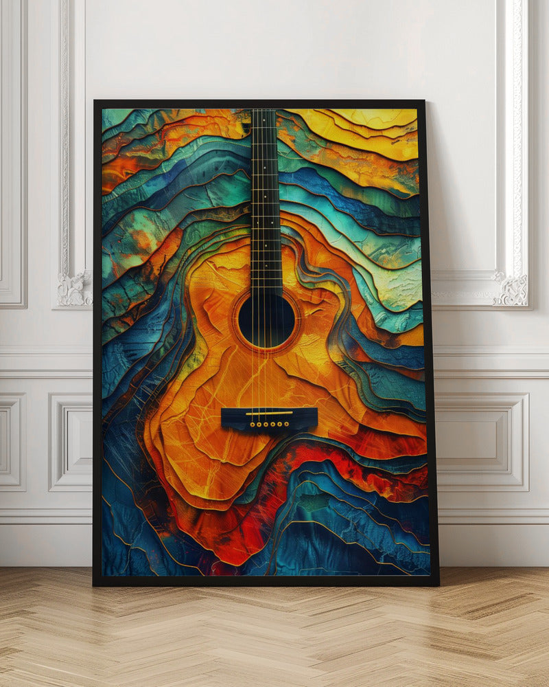 Music Guitar 7 Wall Artwork In White Floating Frame