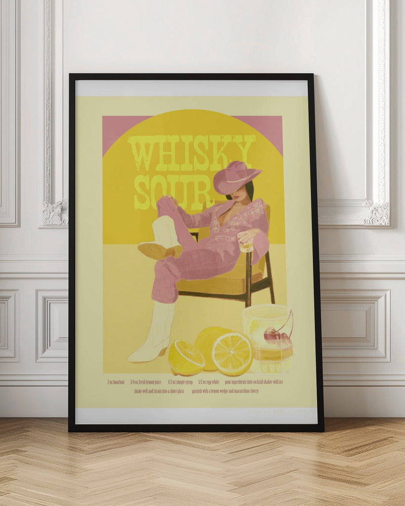 Jlr Whiskysour Pink Copy Wall Artwork In Black Floating Frame