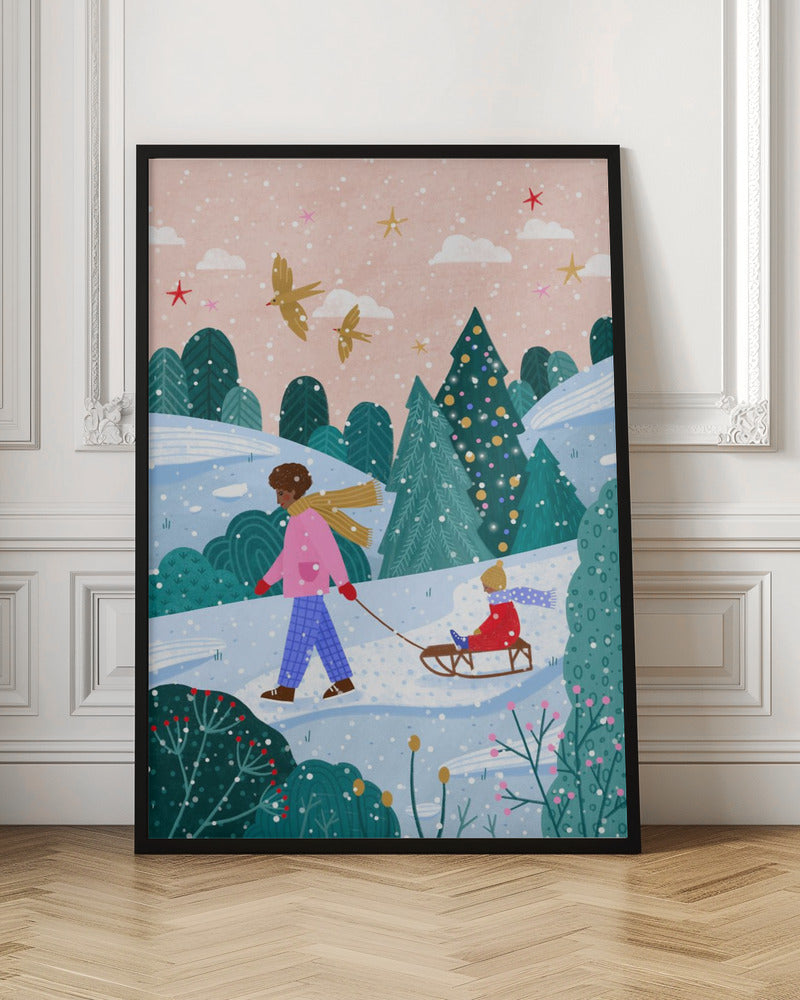 Wall art Snowy Sledge Walk 2 Canvas Print