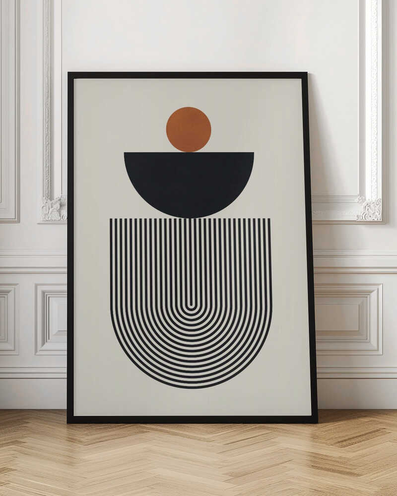 Wall art Geometric Shapes with a Black Semicircle