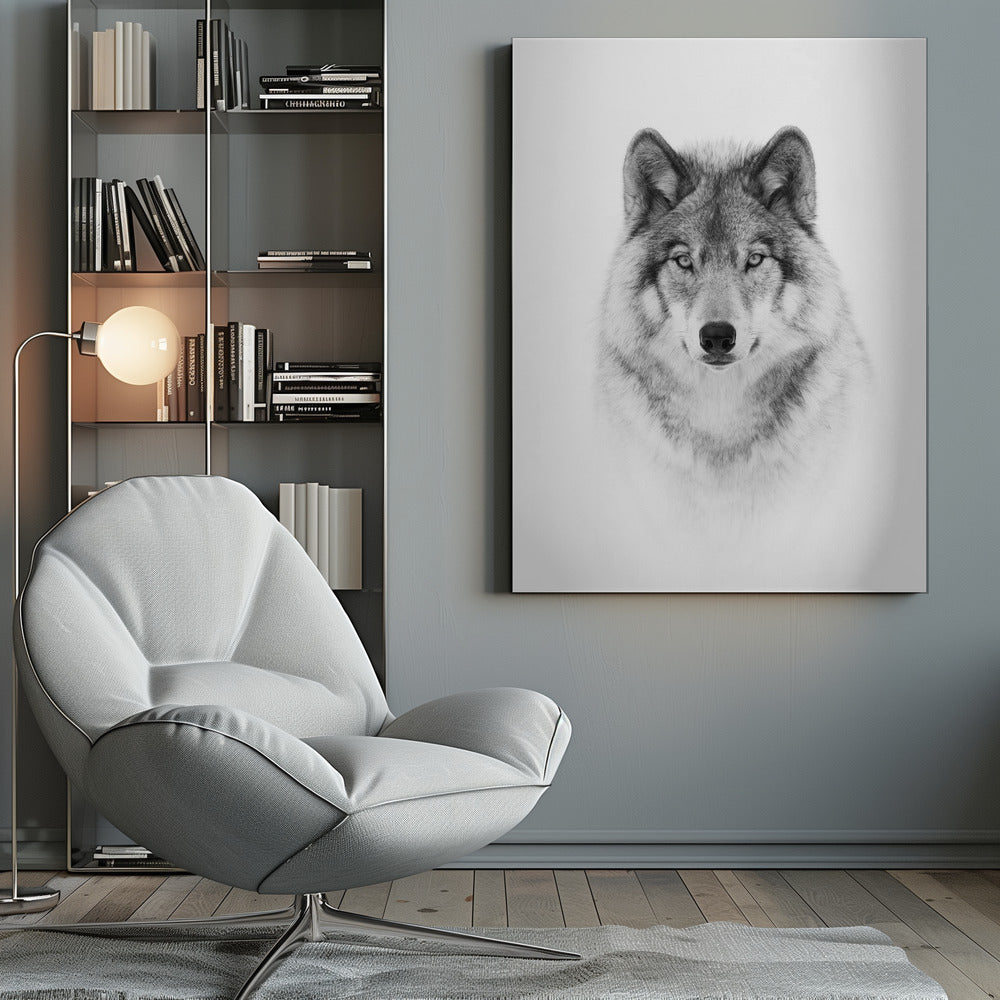 Portrait of a Timber Wolf Wall Artwork 0