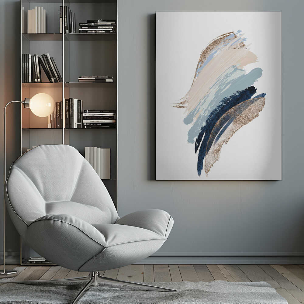 Smooth Shapes-1 – abstract wall art, in an armchair room setting
