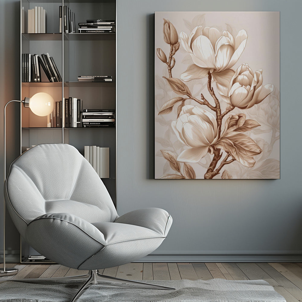 Beige Flowers 2 Wall Artwork 0