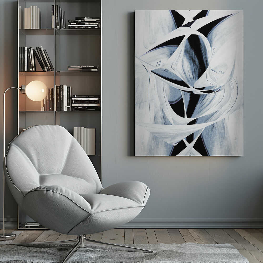 Wall art Dynamic Black And White Swirling Patterns