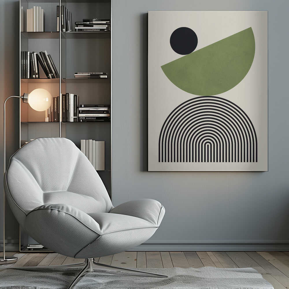 Wall art Geometric Shapes with a Black Circle