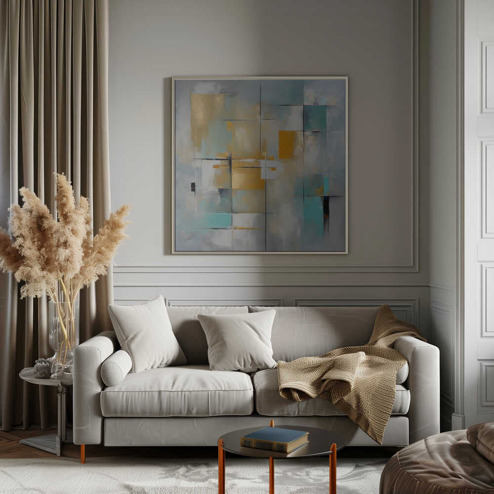 Wall art Golden Grids Abstract