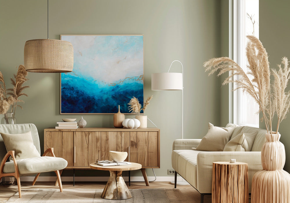 Blue Sea, golden Sunlight 1 Abstract Wall Artwork 0