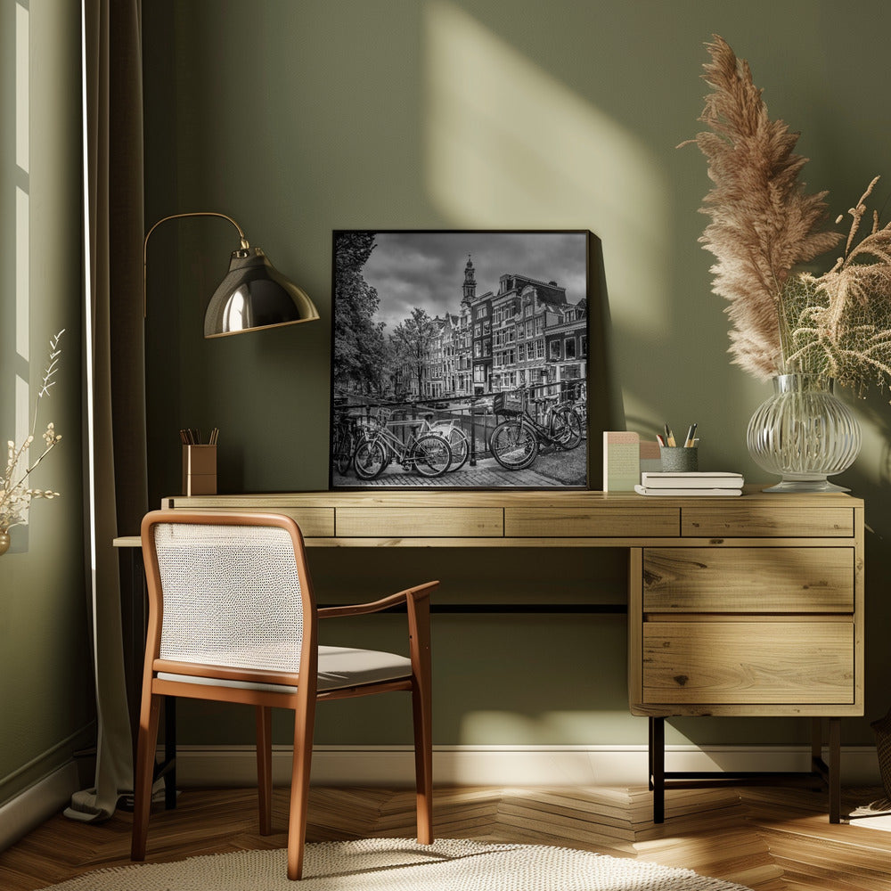 Landscape Photography Canvas Print-wall-art-amsterdam-flower-canal-black-amp-white-