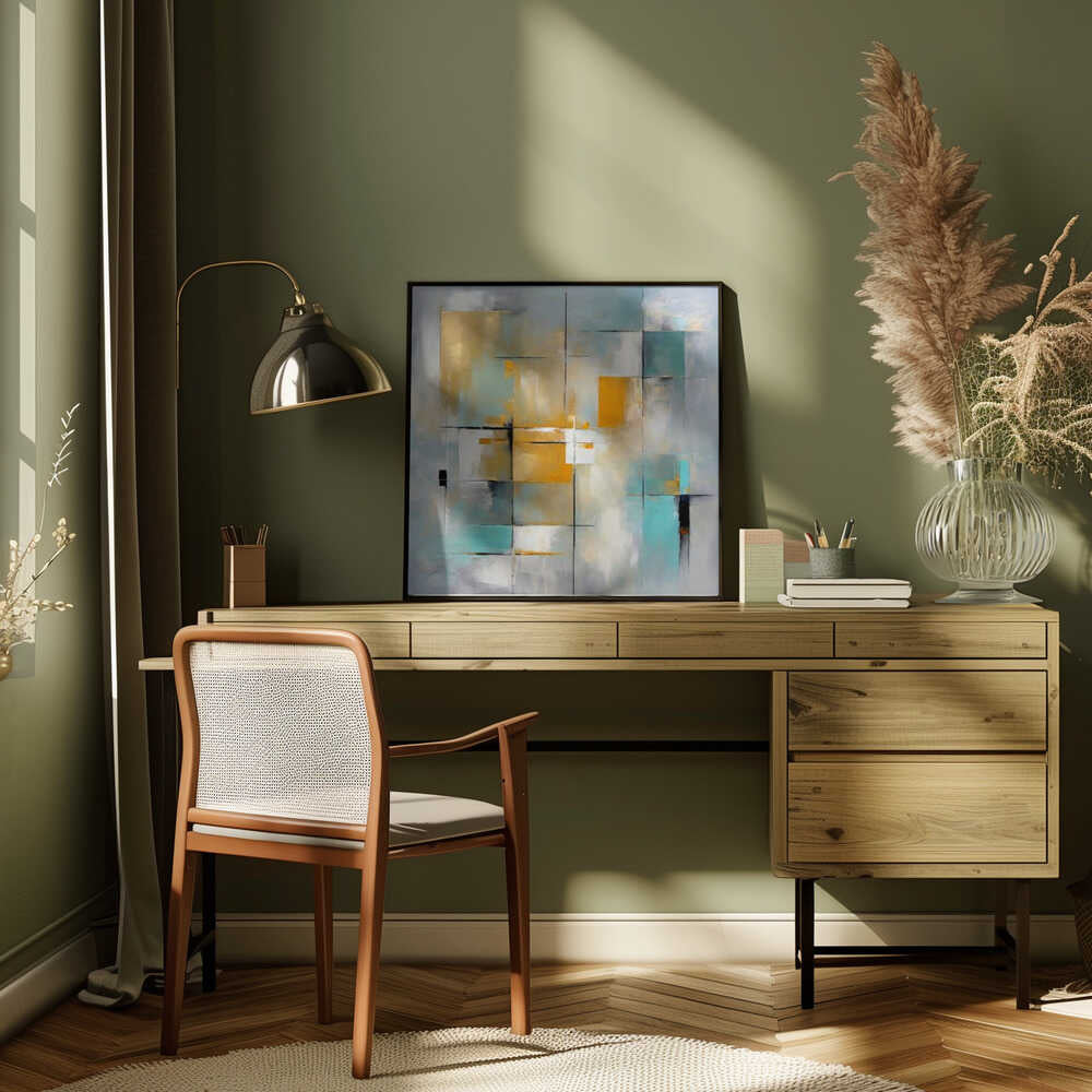 Wall art Golden Grids Abstract