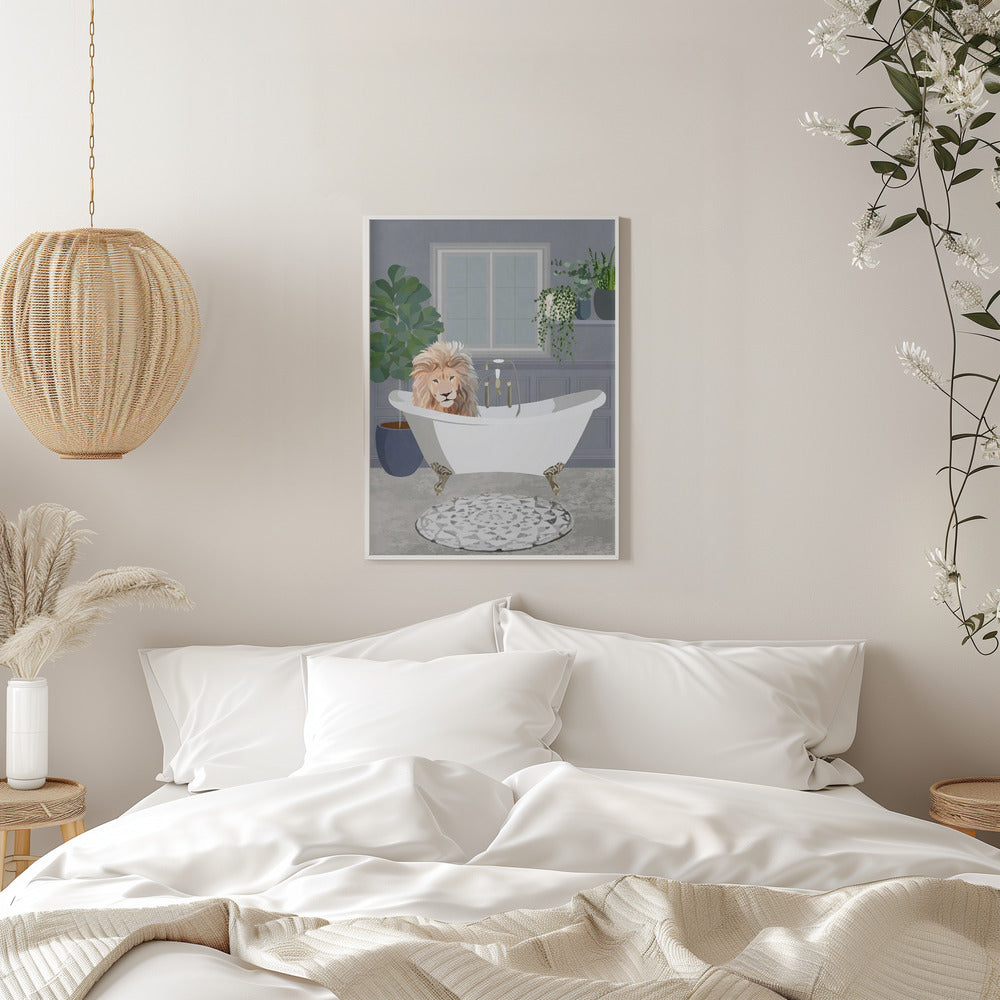 Wall Art Lion Takes A Bath Canvas Print