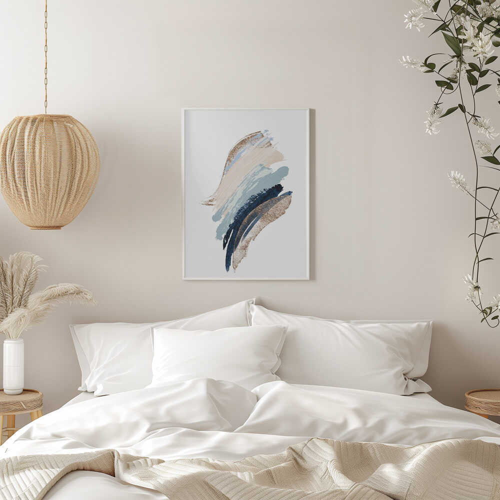 Smooth Shapes-1 – abstract wall art, in a bedroom setting