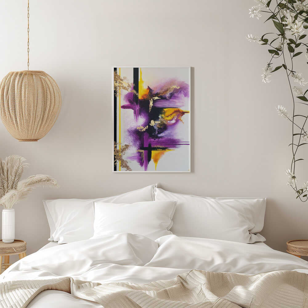 Wall art Geometric Purple and Yellow