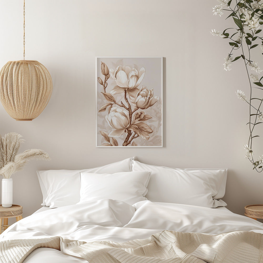 Beige Flowers 2 Wall Artwork 0