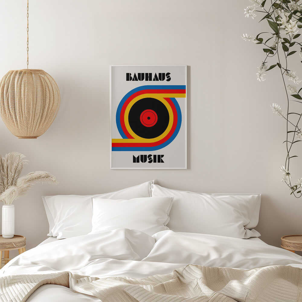 Bauhaus Musik Vinyl – abstract wall art, in a bedroom setting