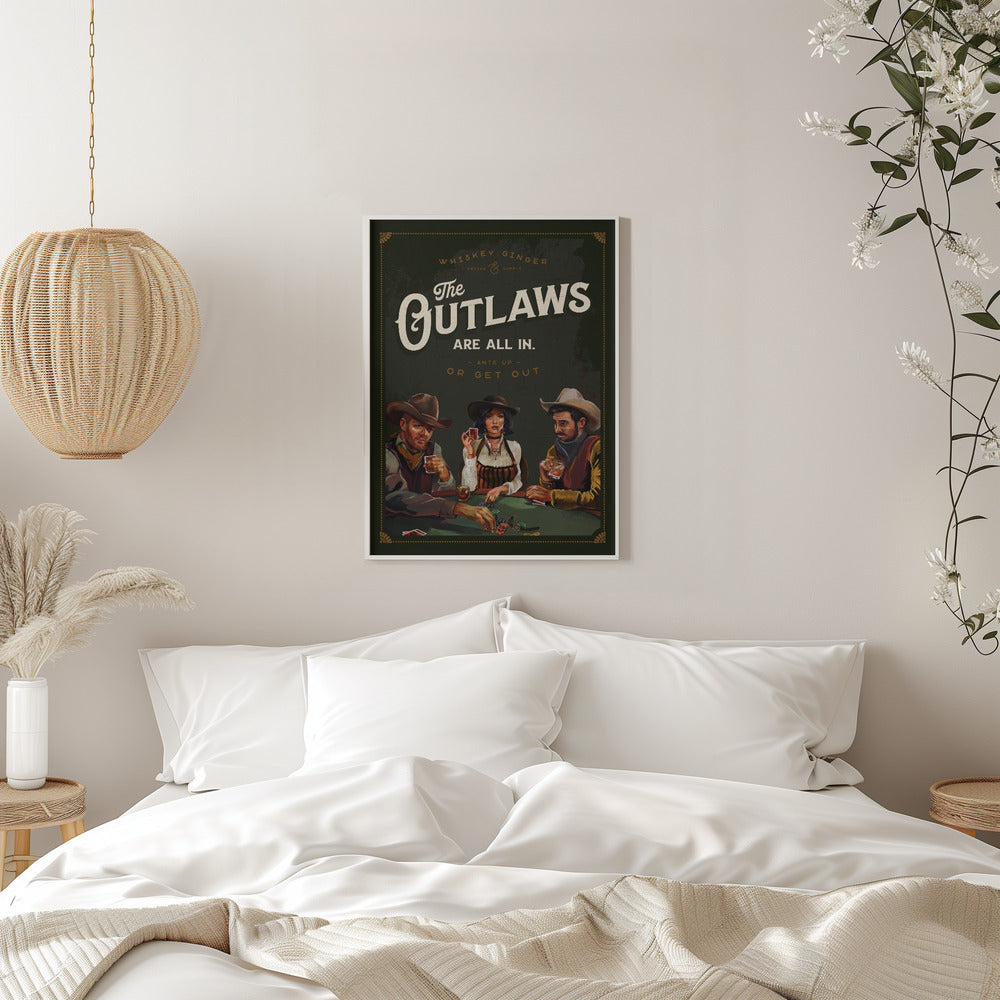 Outlaws Are All In Cool Cowboy Poker Art Wall Artwork 0