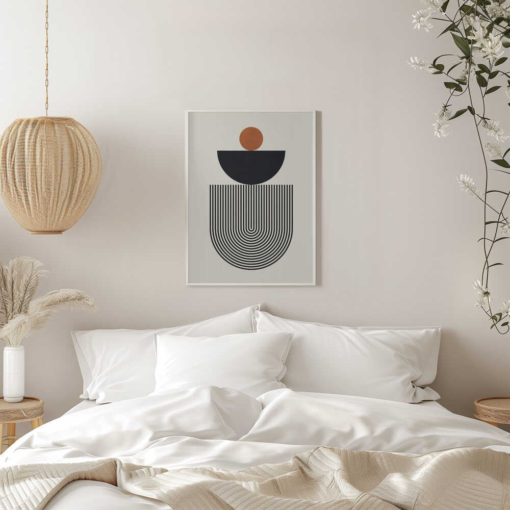 Wall art Geometric Shapes with a Black Semicircle