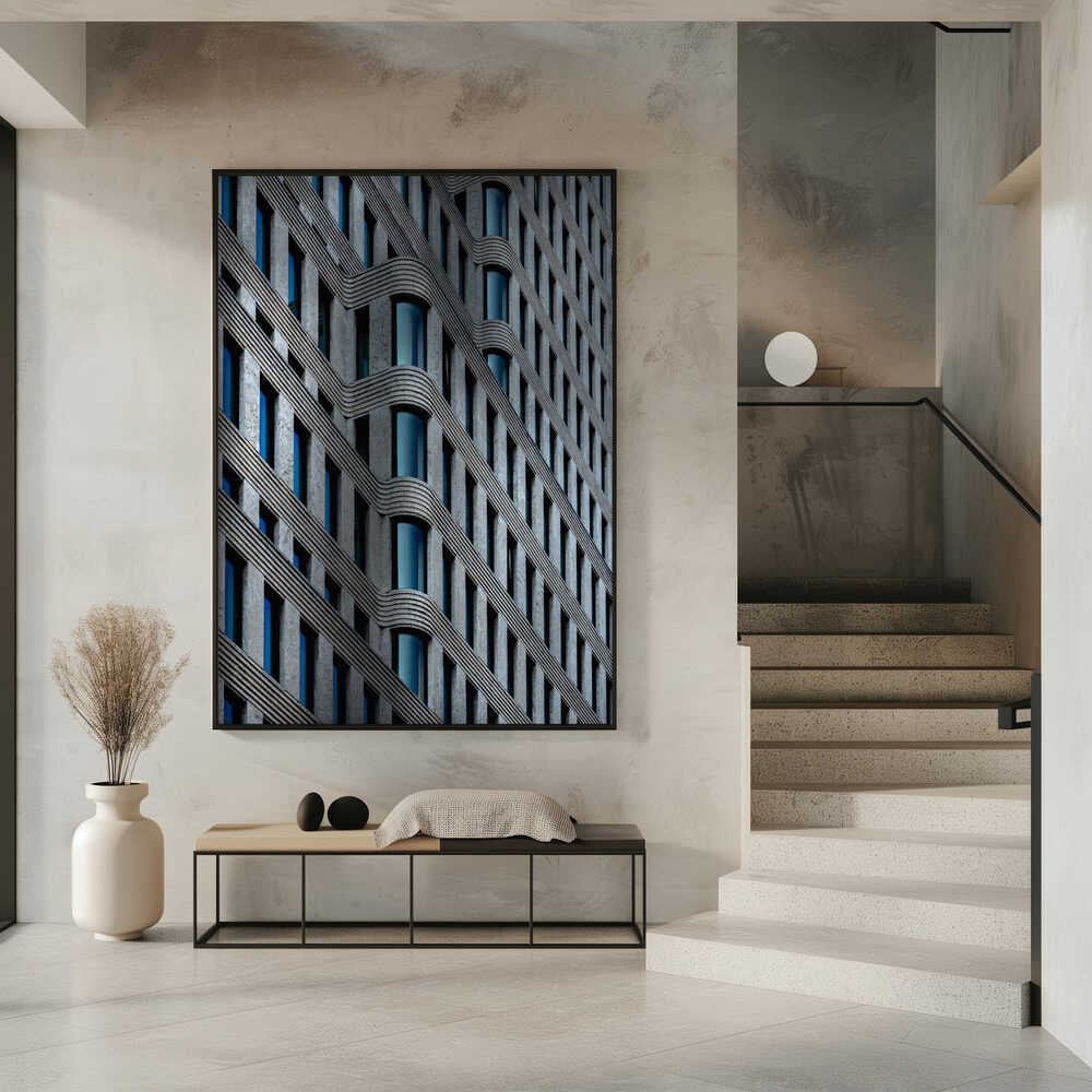 curvaceous facade – cityscape wall art, interior display view