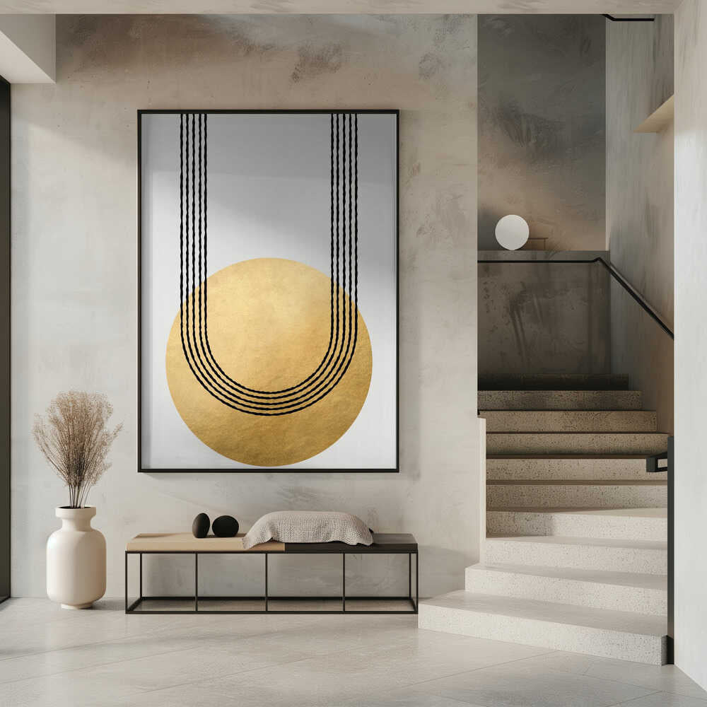 Gold balance – abstract wall art, interior display view