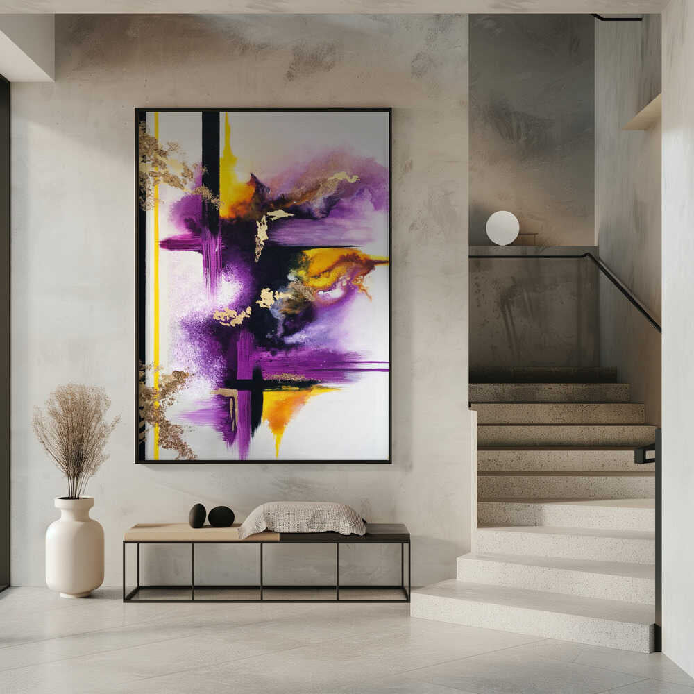Wall art Geometric Purple and Yellow