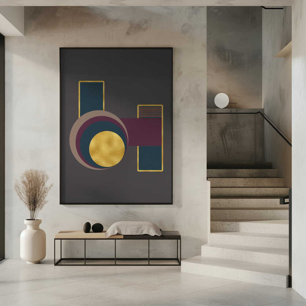 Wall art Squares and Circles 3 Grey Bg