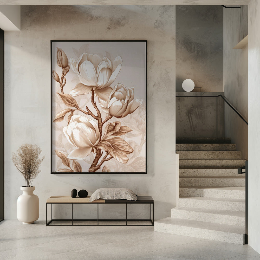 Beige Flowers 2 Wall Artwork 0