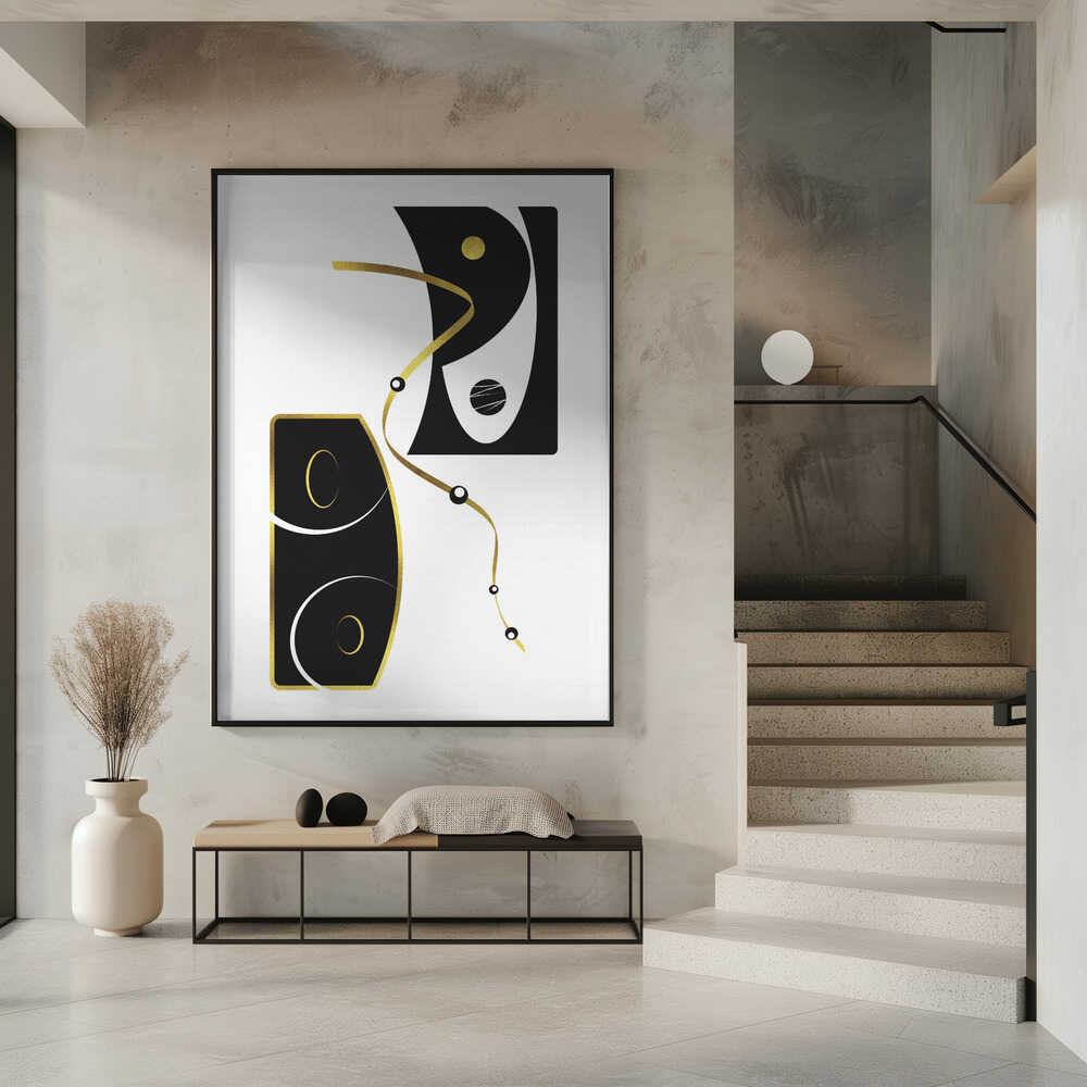 Wall art Black & White Abstract No. 2 | gold