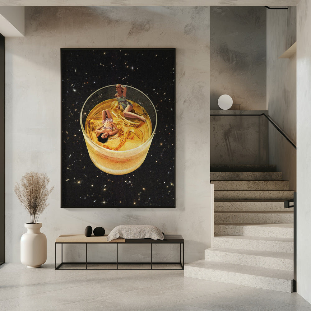 Wall art Whisky besties - On the rocks 36X48inch In White Floating Frame