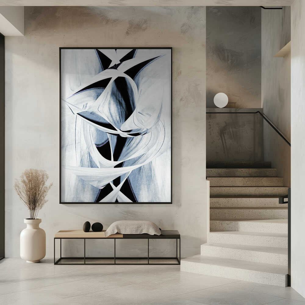 Wall art Dynamic Black And White Swirling Patterns