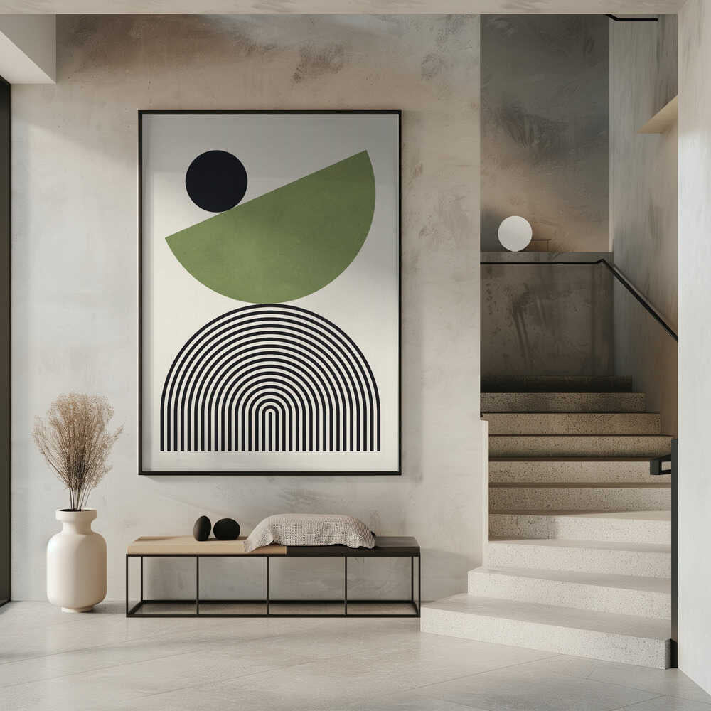 Wall art Geometric Shapes with a Black Circle