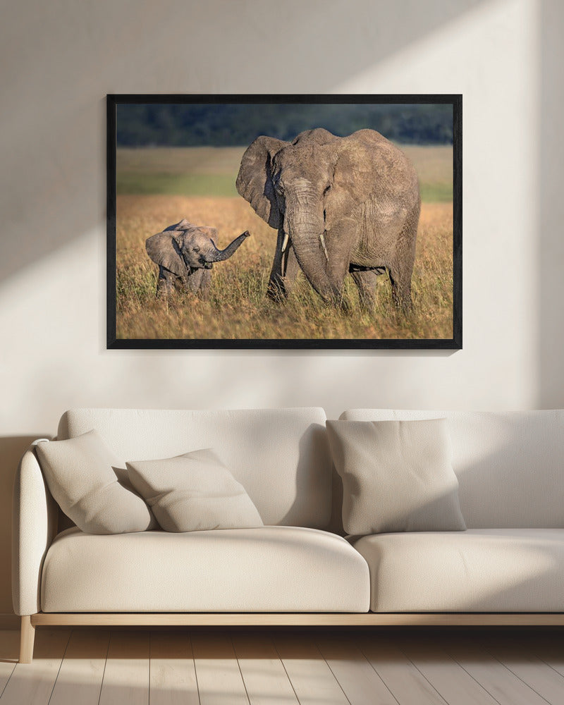 Wall art Mom elephant with calf