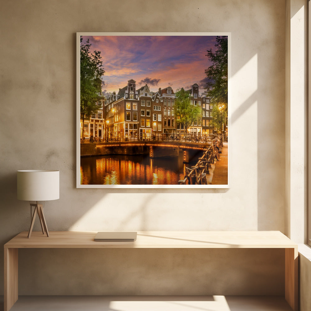 Landscape Photography Canvas Print-wall-art-amsterdam-idyllic-impression-from-singel-inches
