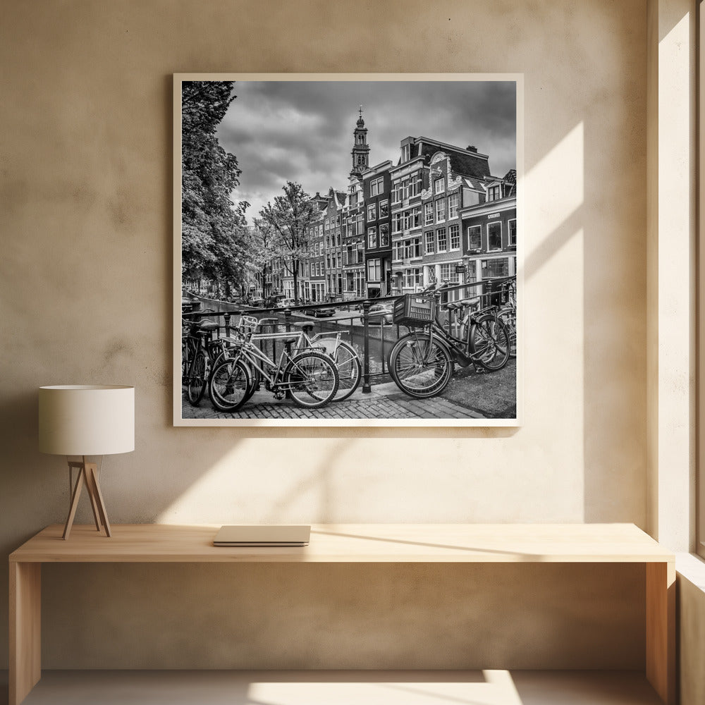 Landscape Photography Canvas Print-wall-art-amsterdam-flower-canal-black-amp-white-