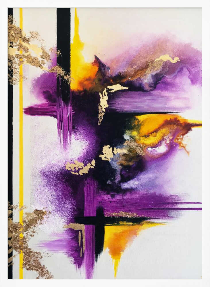 Wall art Geometric Purple and Yellow