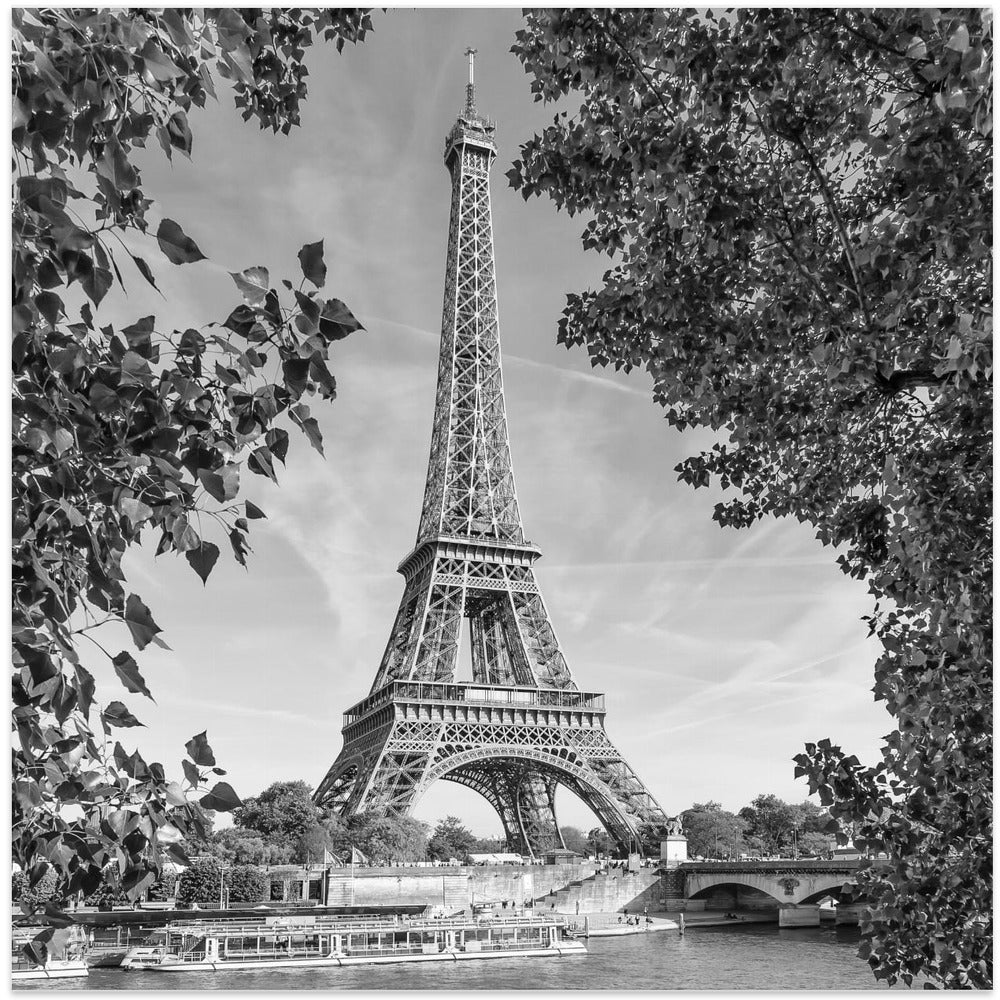 Wall art PARIS Eiffel Tower & River Seine - Monochrome