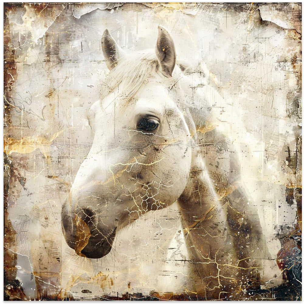 Abstract Art Canvas Print-wall-art-horse-vintage-art-illustration-02-24X24inches