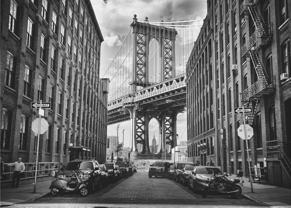 In America Brooklyn Bridge Wall Artwork In Black Floating Frame