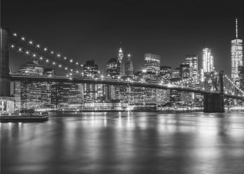Wall art- MANHATTAN SKYLINE and BROOKLYN BRIDGE Idyllic Nightscape