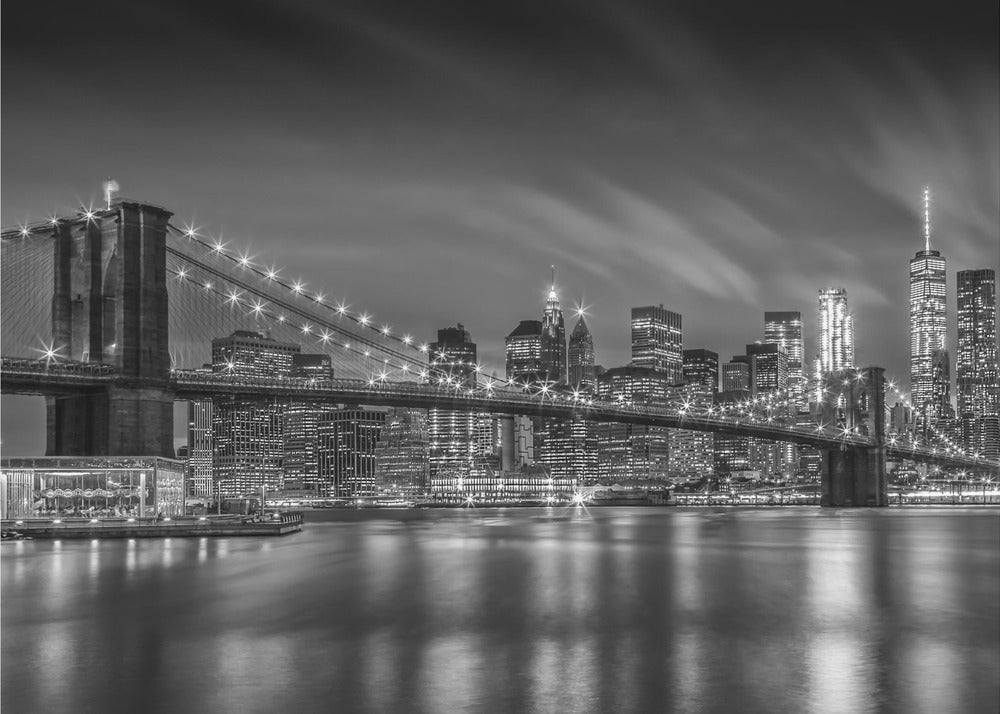 Wall art-BROOKLYN BRIDGE Nightly Impressions - Monochrome