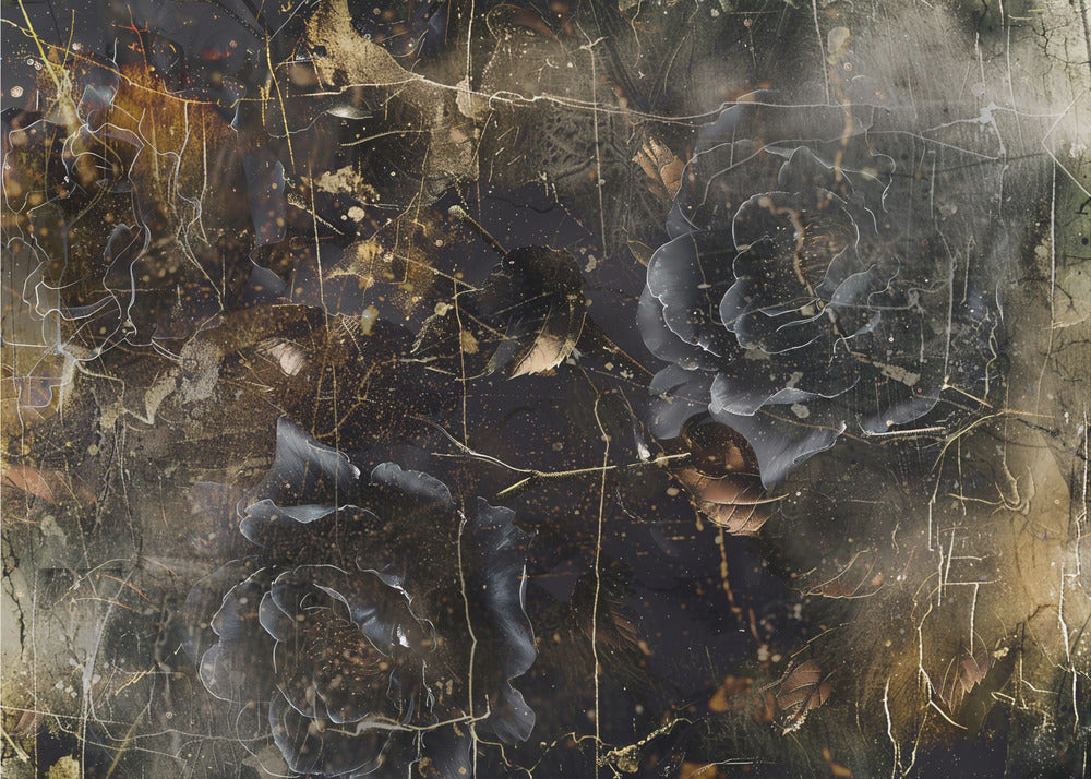 Flowers Floral Art Illustration 03 Wall Artwork In Black Floating Frame